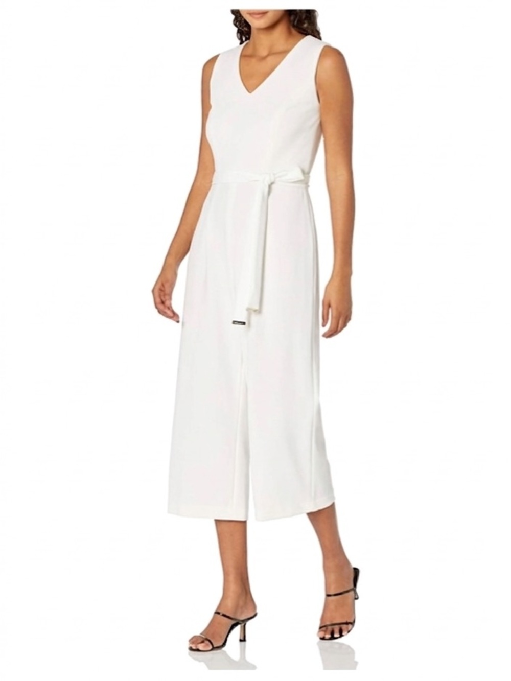 NWT - Tommy Hilfiger Women's Belted Cropped Jumpsuit White Size 12
